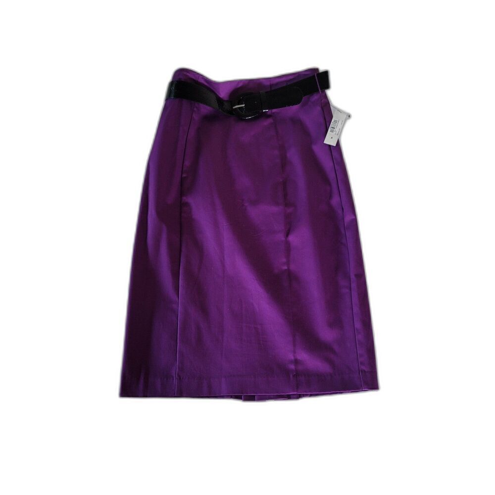 Worthington Purple Pencil Pleated Back Skirt with Belt Size 8